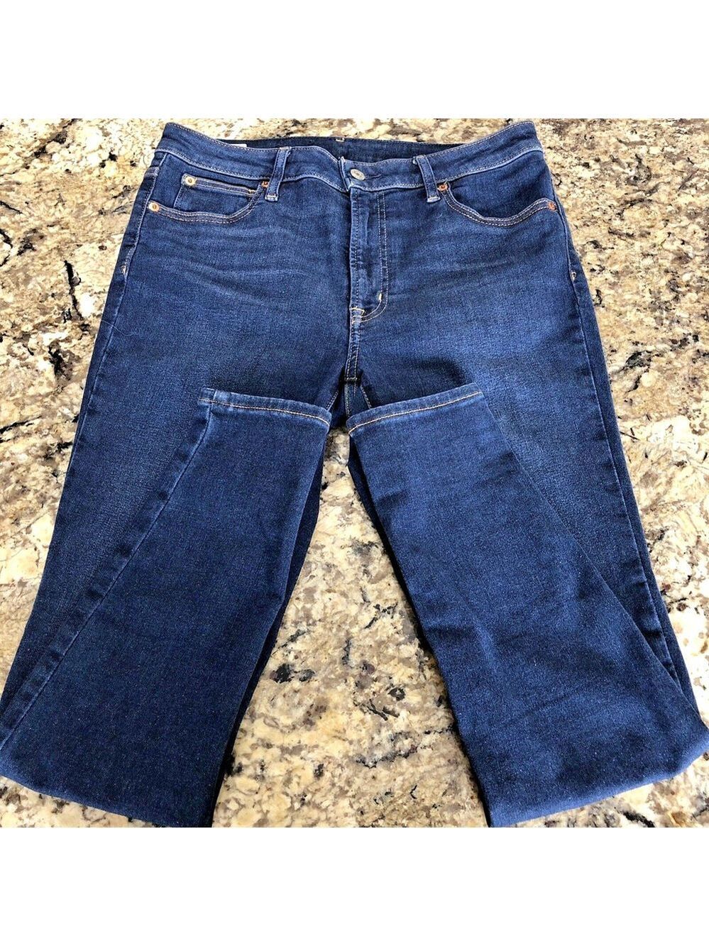 Size 30 X 27.5 Gap Ace Jeans Womens Denim Stretchy Tapered Dark Blue